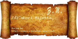 Zámbori Miletta névjegykártya